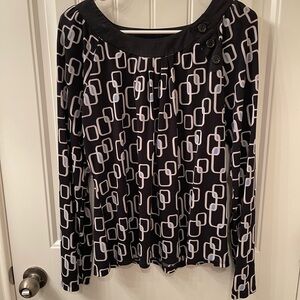 Worthington Black and White Patterned Top - size x-large